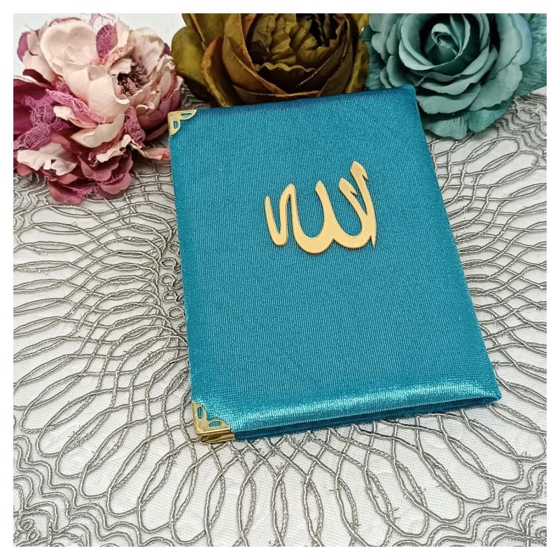 Kadife Kaplı Yasin Kitabı - Mavi Orta Boy 