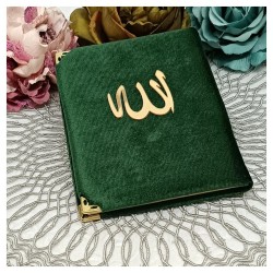 Kadife Kaplı Yasin Kitabı - Yeşil Orta Boy 