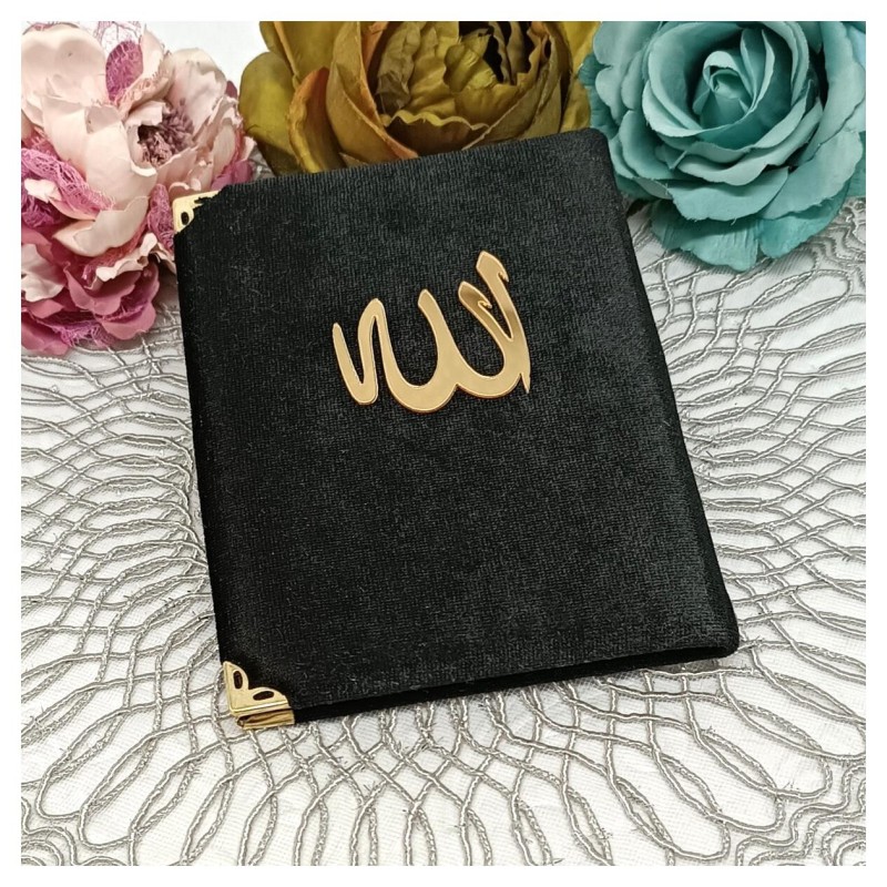 Kadife Kaplı Yasin Kitabı - Siyah Orta Boy 