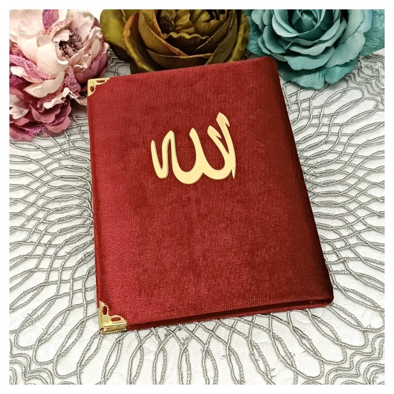 Kadife Kaplı Yasin Kitabı - Bordo Orta Boy 