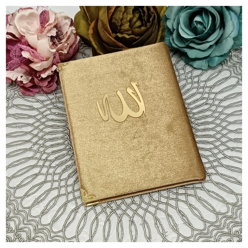 Kadife Kaplı Yasin Kitabı - Kapiçino Orta Boy 