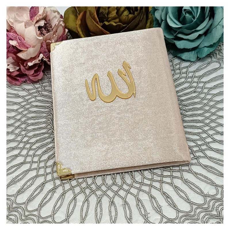 Kadife Kaplı Yasin Kitabı - Pudra 192 Sayfa