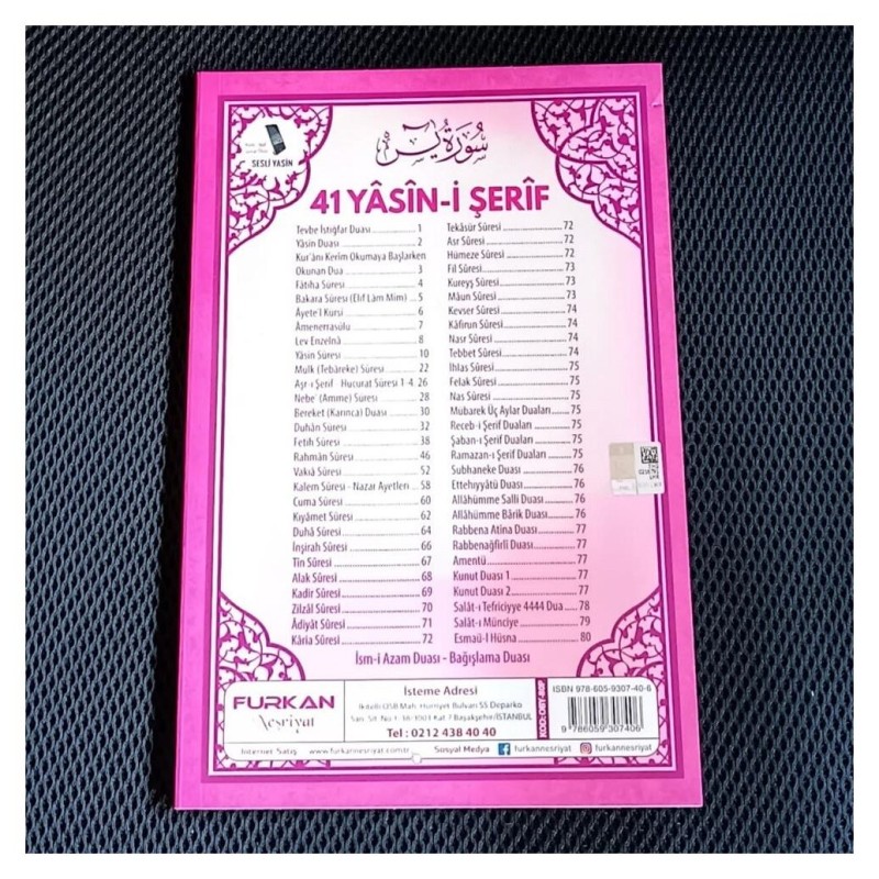 Yasin Kitabı - Pembe Orta Boy 
