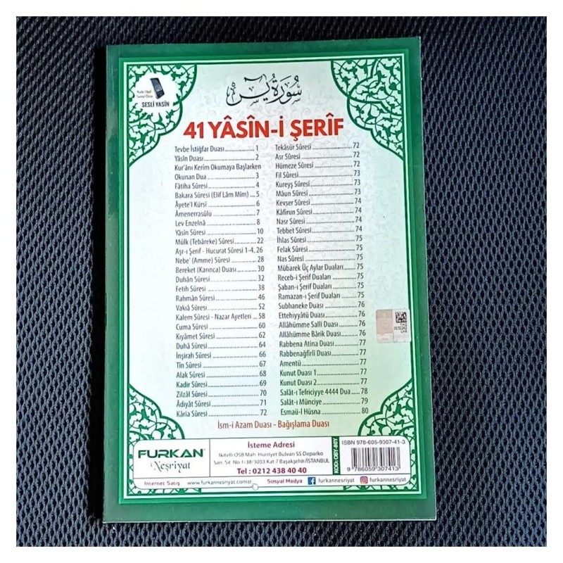 Yasin Kitabı - Yeşil Orta Boy 