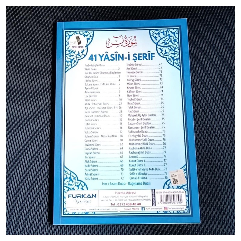 Yasin Kitabı - Mavi Orta Boy 128 Sayfa 
